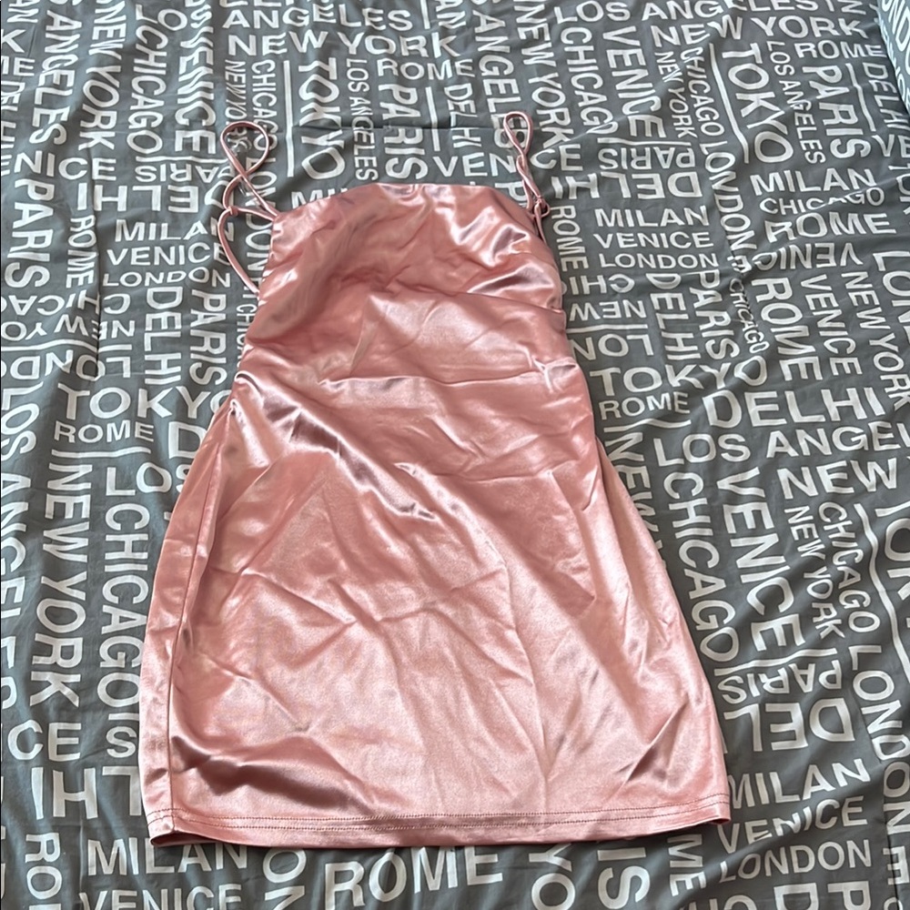 Sleek Pink Satin Dress